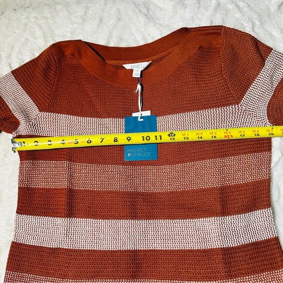 Market & Spruce Size Large Tawnee Cotton Waffle Stitch Sweater Neutral Layering - Picture 10 of 15